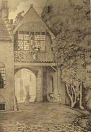 Entrada Museo de Brujas 1937 Aguafuerte sobre plancha de zinc 65 X 50