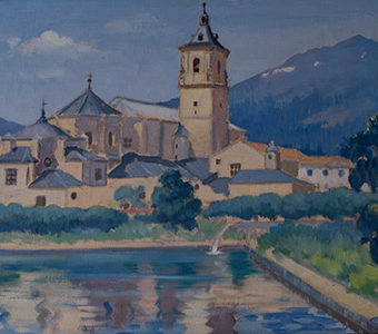 Estanque del Monasterio del Paular 1964 oleo/lienzo 80 X 98 cm