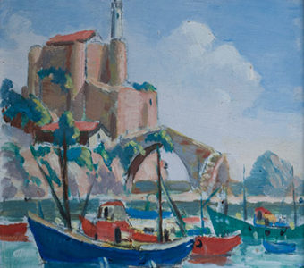 Puerto pesquero 1969 oleo/lienzo 24 X 33 cm